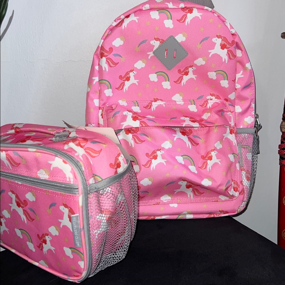 Unicorn Backpack & insulated lunch bag for Kids